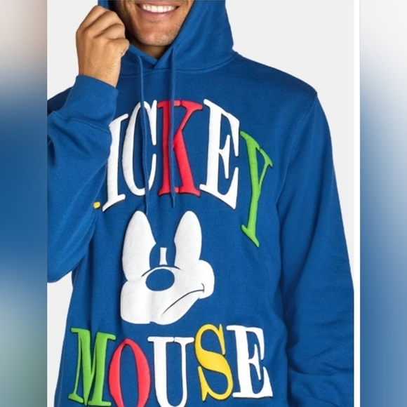 Disney Blue Mickey Mouse Men's Hoodie 2XL Nwt - Picture 2 of 5